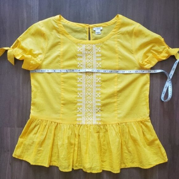 J. Crew Yellow Embroidered Top Size 4 - Picture 4 of 11